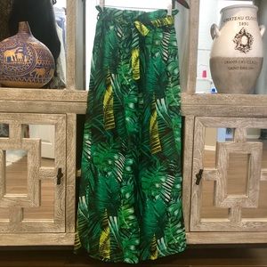 Chiffon Palm Leaf Wide Leg Pants